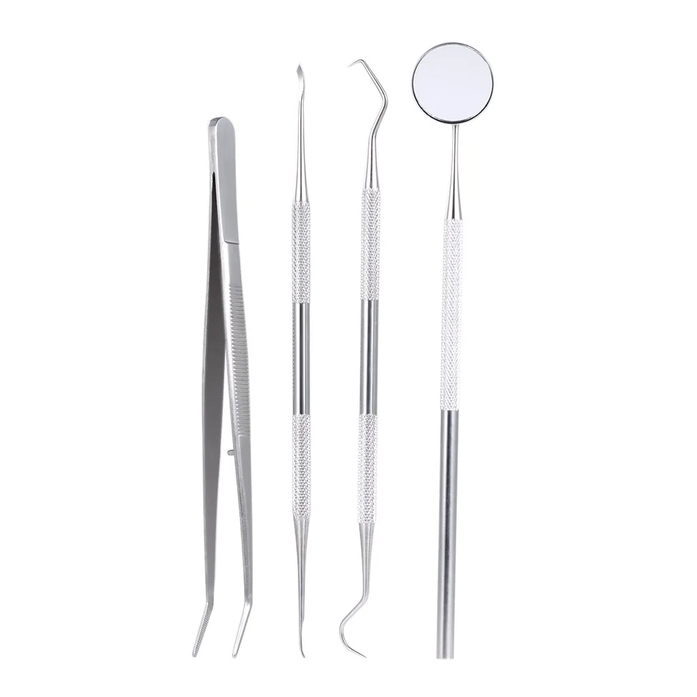 4 PCS Kit 1 Набор стоматологических инструментов, набор зубного камня, скребок для рта, зеркало, стоматологические инструменты, инструмент для удаления зубов, набор для отбеливания зубов - Цвет: 4 PCS Kit 1