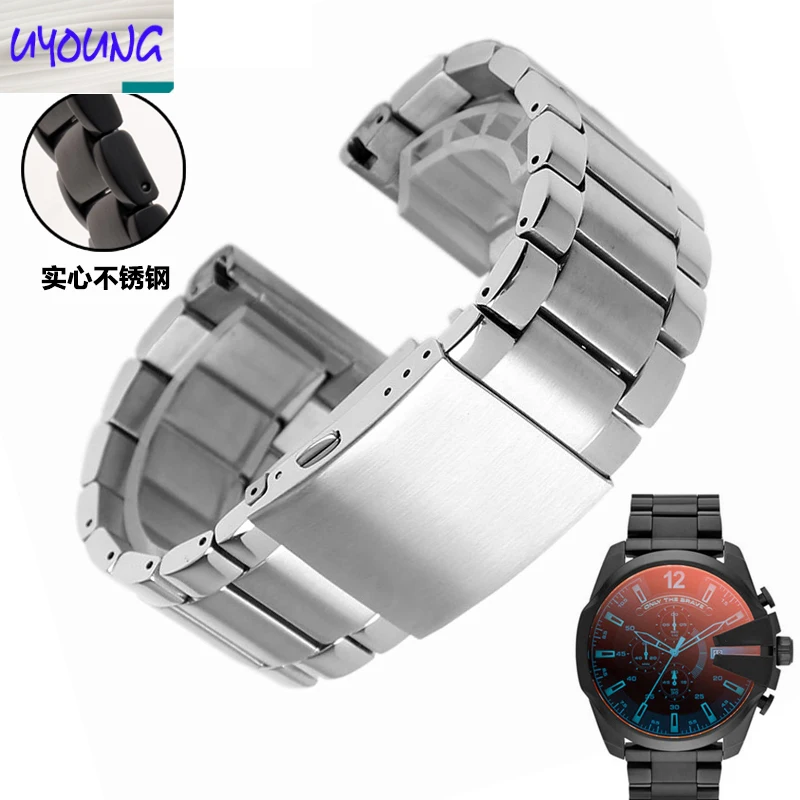 Мужской браслет из нержавеющей стали с пряжкой-бабочкой 24/26/28 мм | Наручные часы