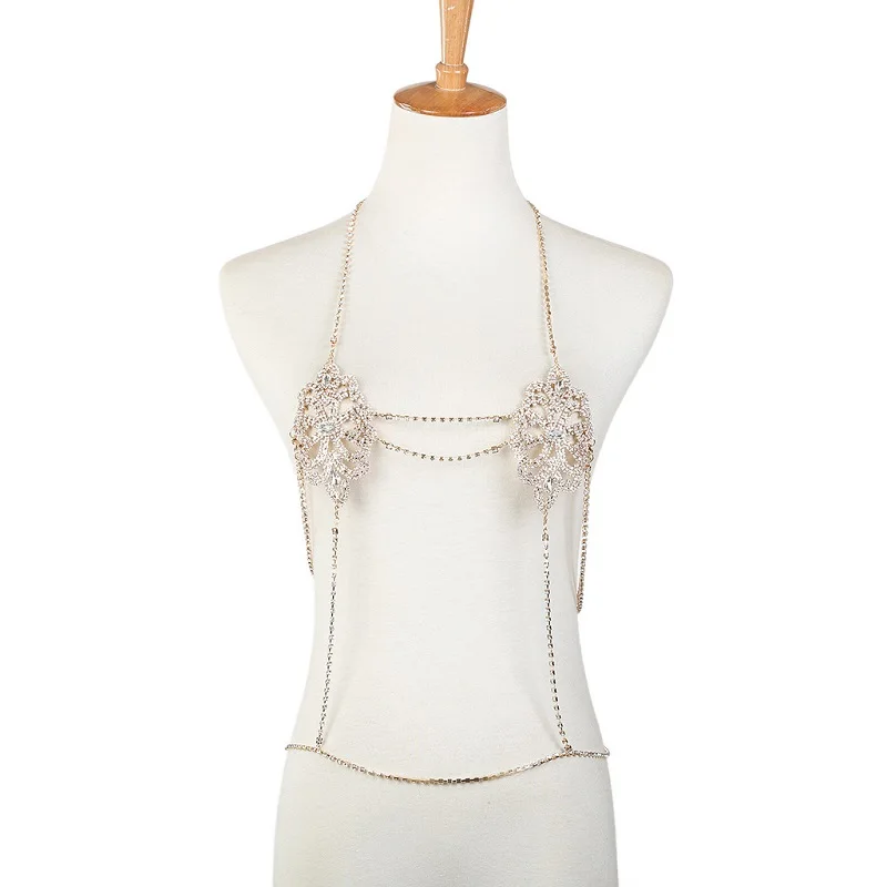 2019 Fashion Statement Jewelry Flowers Sexy Body Necklace Chain Bra Summer Boho Luxury Brassiere Women With Git Box | Украшения и