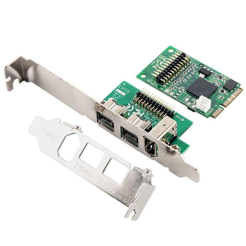 Плата захвата Mini PCIE 2 + 1 порта 1394B 1394A внешняя плата видеоконтроллера Firewire 800 с