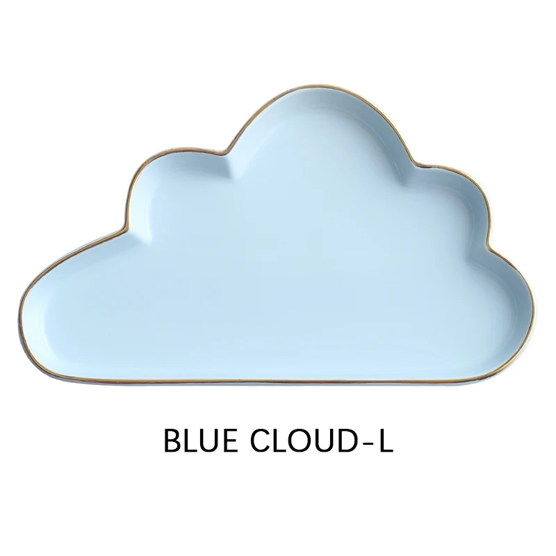 Blue Cloud-L Весь Керамика Couds дождевыми каплями-неправильной формы Керамика кастрюля тарелка для фруктов блюдо, тарелка Чай десерт обеденная тарелка, столовая посуда набор - Цвет: Blue Cloud-L