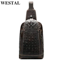 westal mens genuine leather sling bags alligator pattern messenger bag mens shoulder bag for mens leather crossbody bags 1311