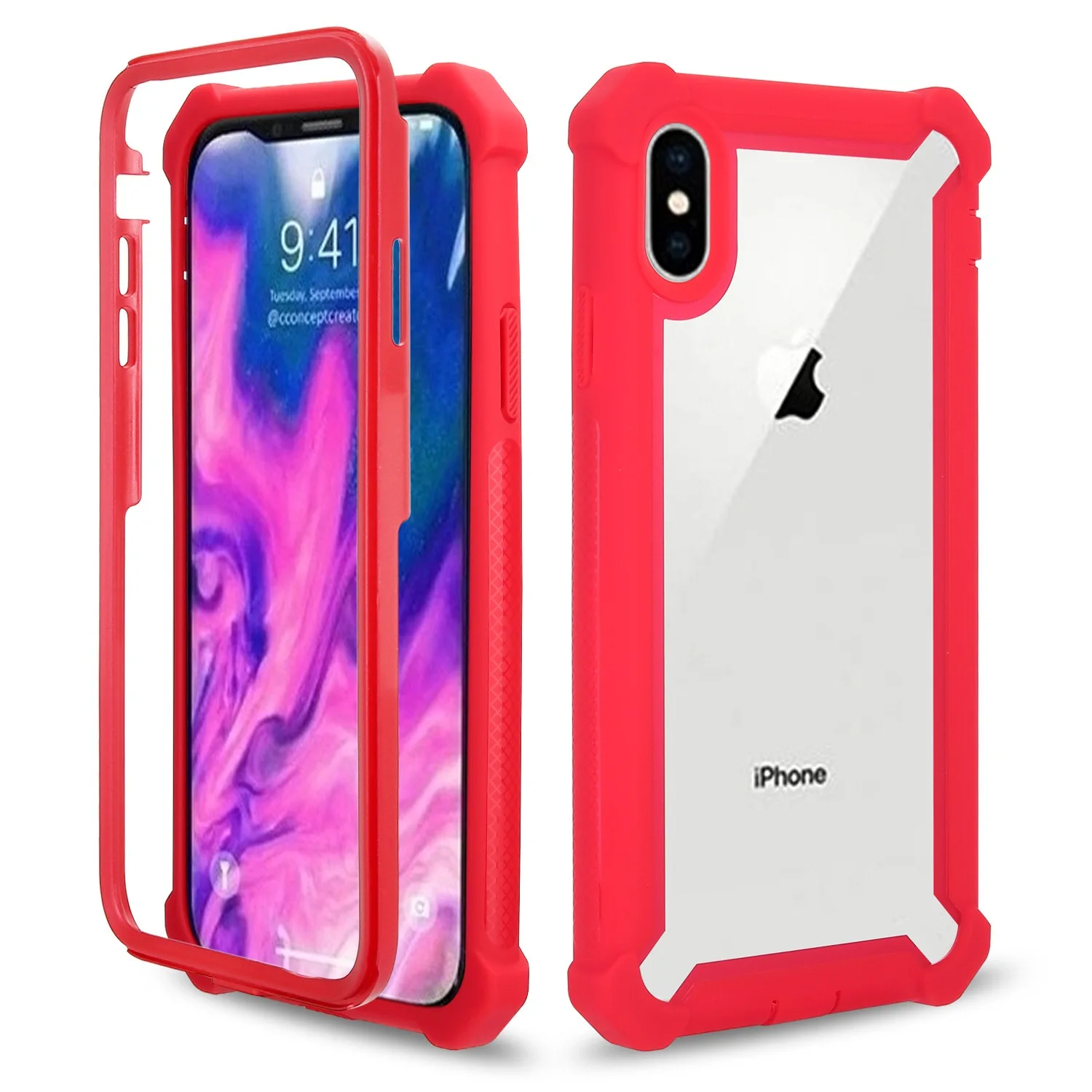 VIAERSON Shockproof Case Clear Back For iPhone XS Max XR X 6 6S 7 8 Plus 360 Protective Cover Candy Metal Button Hard Coque Capa |