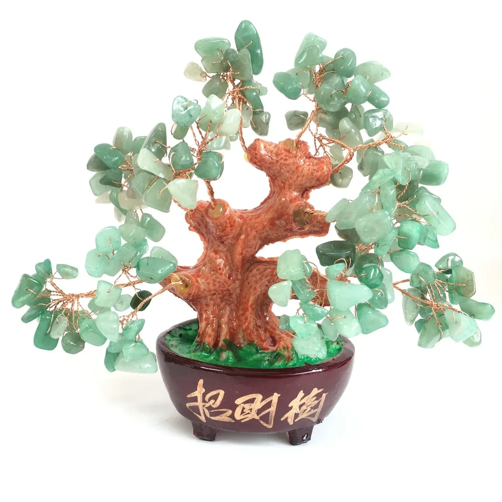 Натуральный Зеленый dongling jade Дерево Счастья кварцевые кристаллы драгоценный камень Рейки Исцеление Кристалл дома и Свадебный декор
