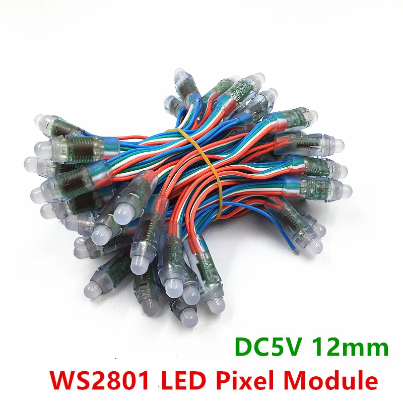 WS 2811 2801 полноцветный светодиодный пиксельный модуль DC5V 12 мм водонепроницаемый IP67