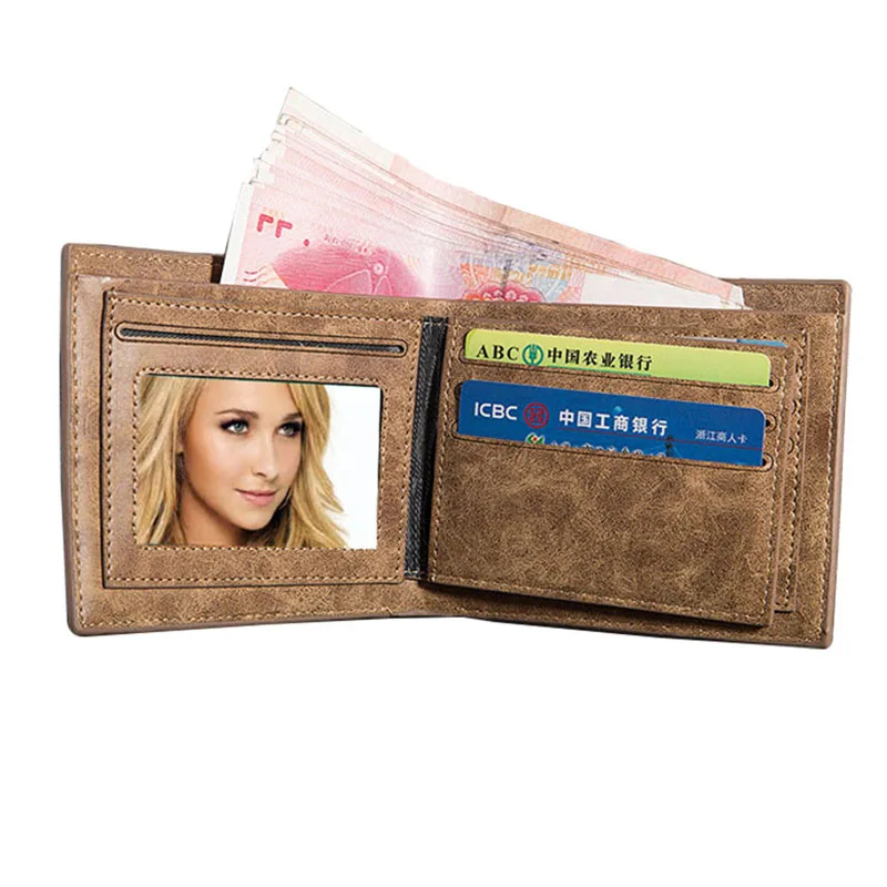 2016 мужские кошельки кожаный двухслойный кошелек дешевый с зажимом для денег