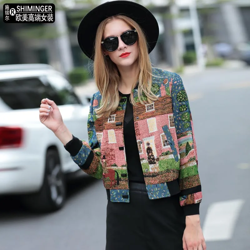 Европейская станция осенняя новая модная брендовая с вышивкой короткий твидовый