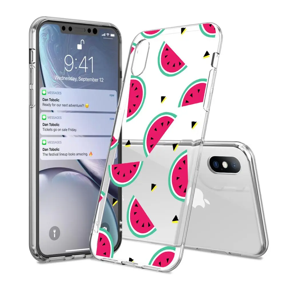 KJOEW летний арбузный лимонный чехол для iPhone X XS XR Xs Max мягкий TPU Прозрачный задний