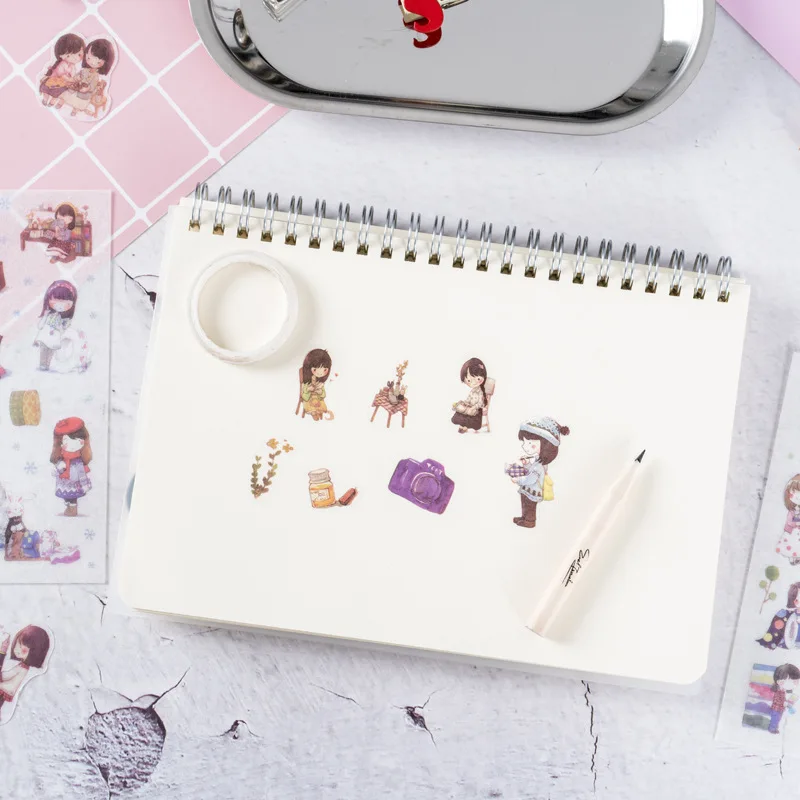 6 листов в партии девушки и друзья кавайные бумажные наклейки дневное украшение