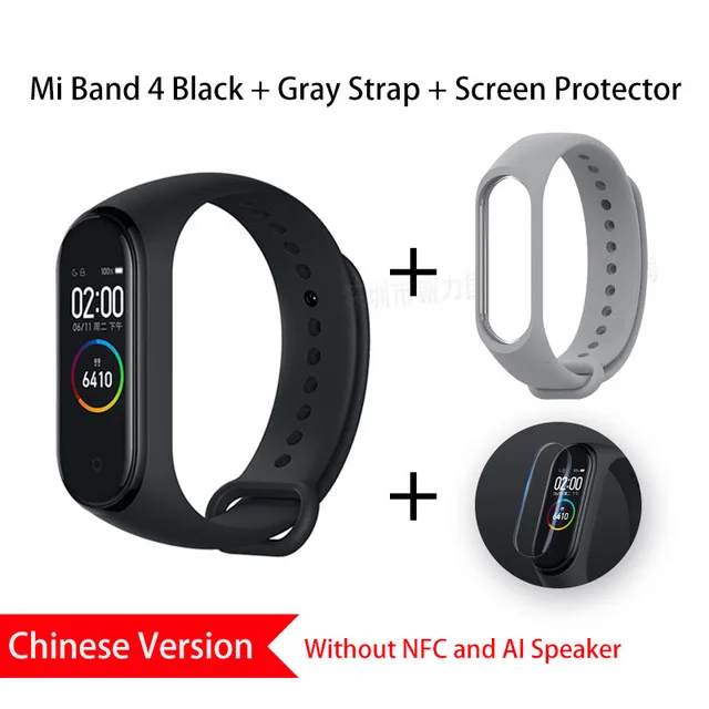 CN Add Gray. Глобальная версия, Xiaomi mi, 4 смарт-браслет, пульсометр, фитнес, цветной экран, управление Bluetooth 5,0, mi Band 4, китайская версия - Цвет: CN Add Gray.