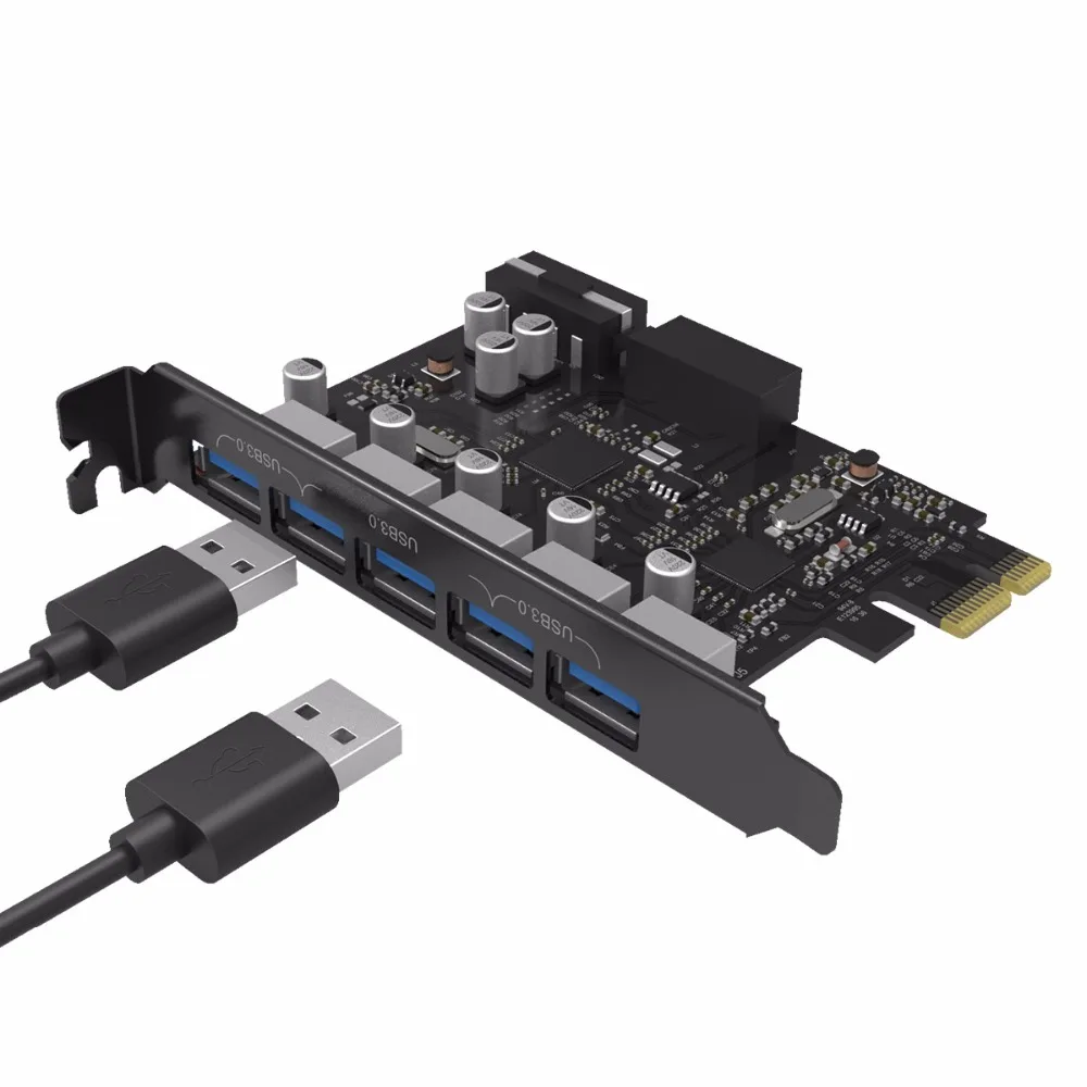 ORICO PVU3-5O2I USB3.0 5-Порты и разъёмы PCI-E карты расширения с двойной чип высокая-Скорость 5 Гбит Черный PCBA с 20 Pin слот