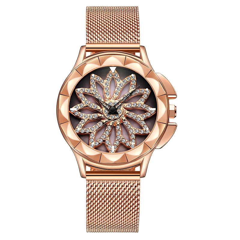 MEGALITH для женщин Роскошные часы с кристаллами вращающаяся шкала водостойкий