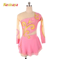 nasinaya figure skating dress customized competition ice skating skirt for girl women kids gymnastics pink violet yellow
