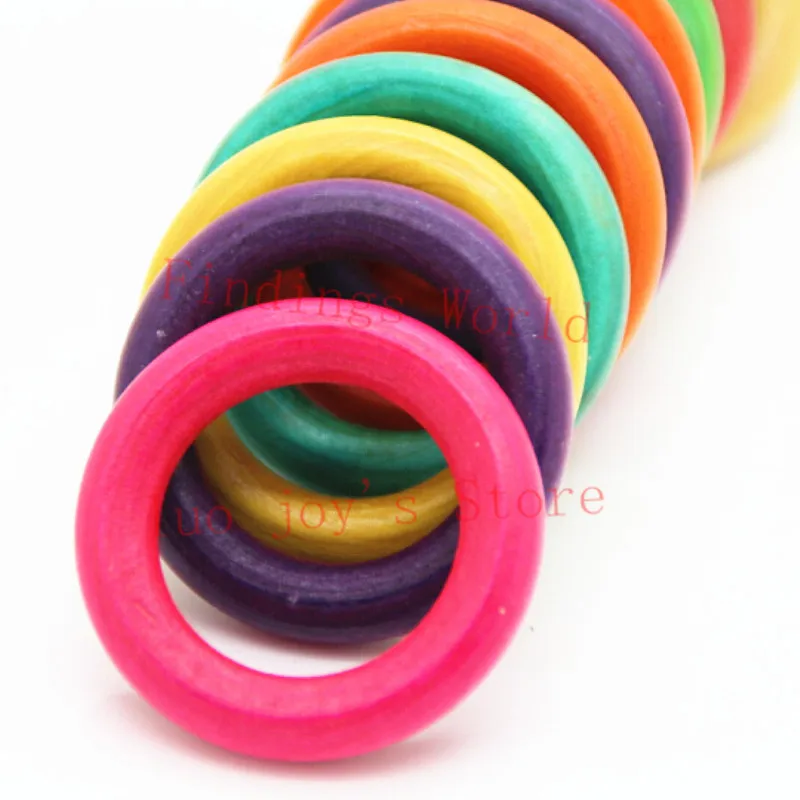 Оптовая продажа 15 шт красочные деревянные кольца круг Незаконченный деревянный