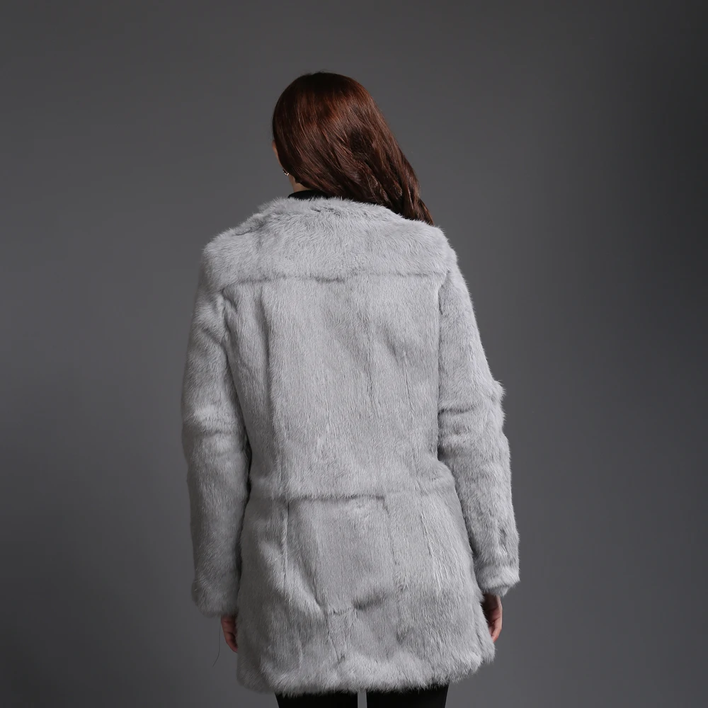 Новые женские пальто из натурального кроличьего меха Женские зимние толстые