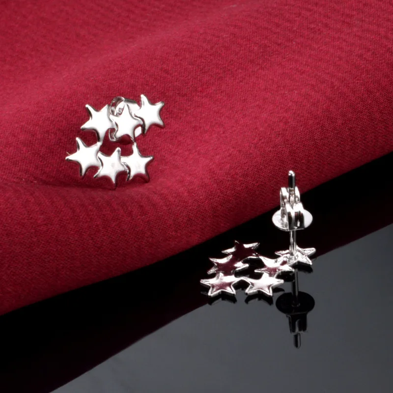 Женские серьги гвоздики с 6 звездами pendientes plata jewelry|aretes cute|stud earringsstar stud earrings |
