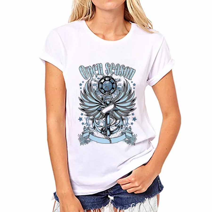 

YEMUSEED New Arrival Women T Shirts ladyship Printed T-Shirt White Tops O-Neck Sleeve shirt Hipster WMT542