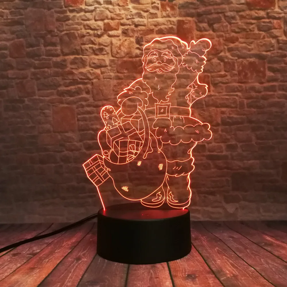 Hello Smile подарки Санта Клаус удача RGB Led 7 цветов Изменение ночные светильники