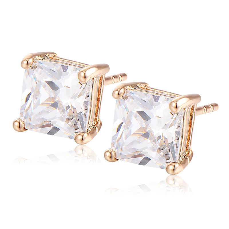 Модные ювелирные изделия 18 Позолоченные прозрачные фианиты Квадратные