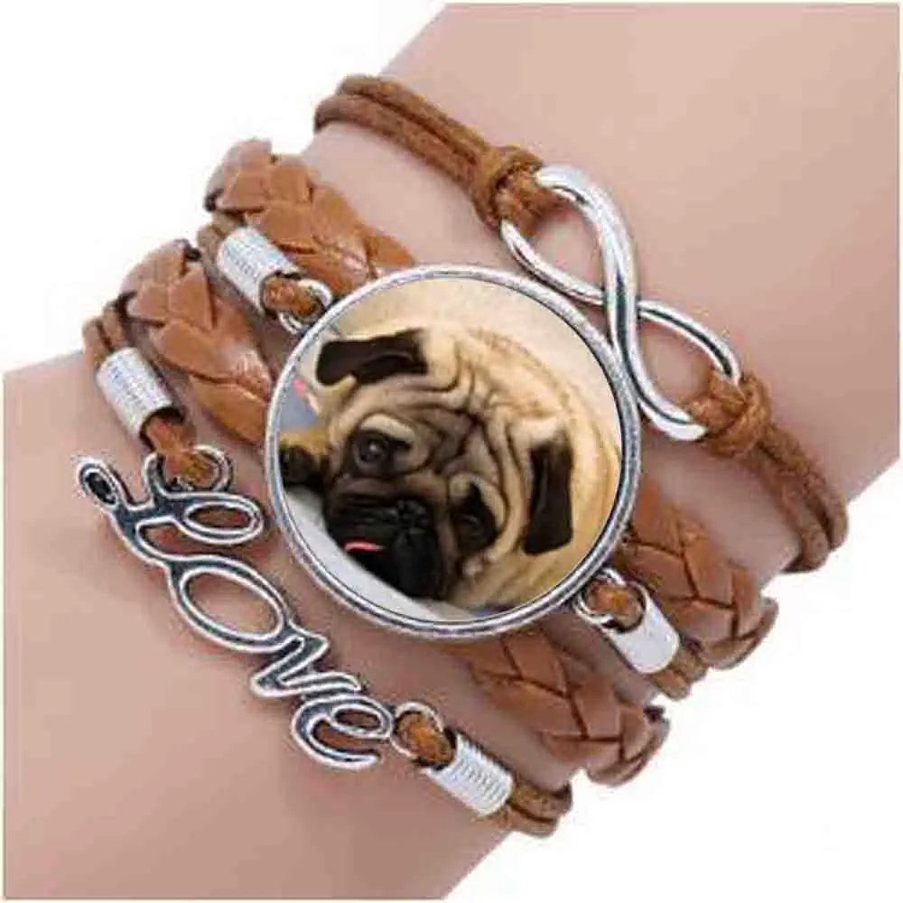 

Wholesale Glass Dome Round bracelet Animals Jewelry Pug bracelets Dog Picture bracelet The Best Gift for Dog Lovers