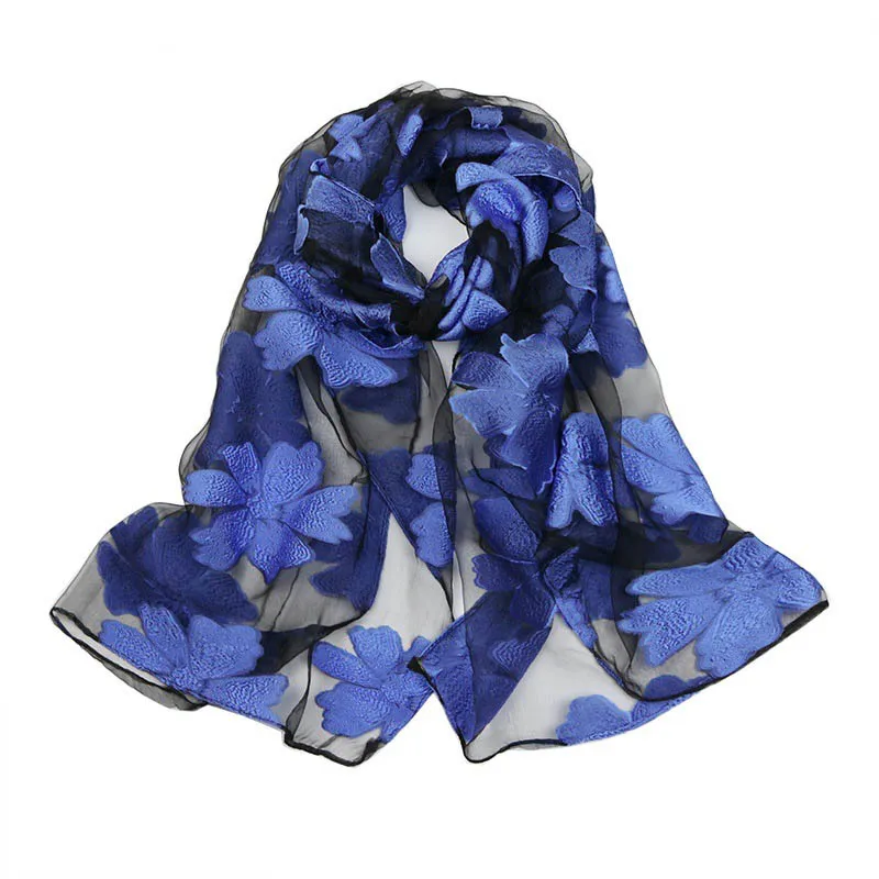 

New Arrival Scarf Organza All-match Scarf Summer Female Shawl Women Luxury Brand Embroider Wraps Chiffon Beach Cover-up Hijab