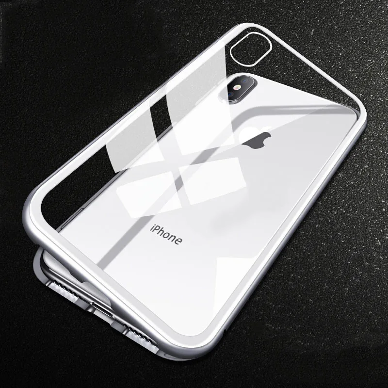 Магнитный адсорбционный чехол из закаленного стекла для телефона iPhone x xs max xr 6s 7 8 6