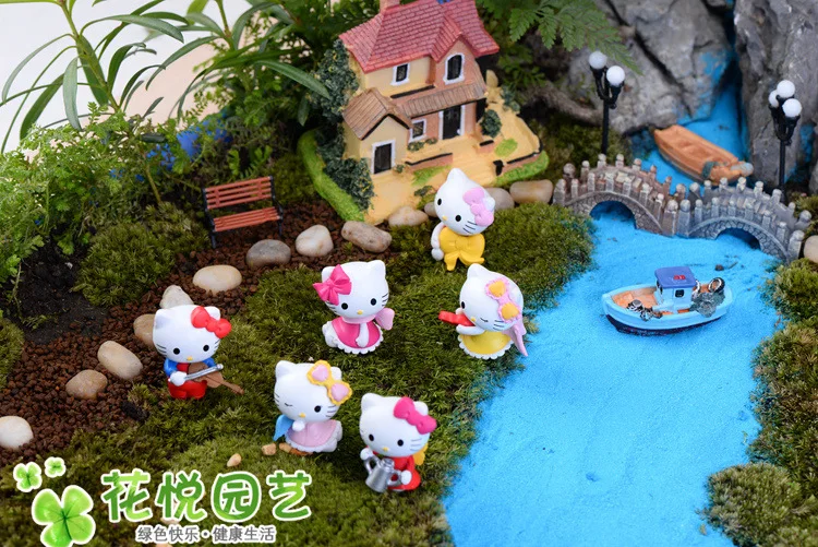 6 шт./лот мини животные мультяшный Кот 2х3см фея декор для сада поделки домашний