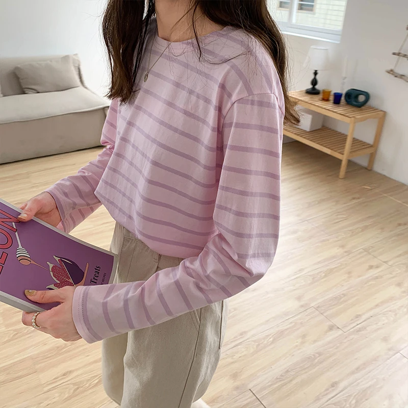 6 цветов 2019 корейский стиль демисезонный элегантный дизайн в полоску с длинным