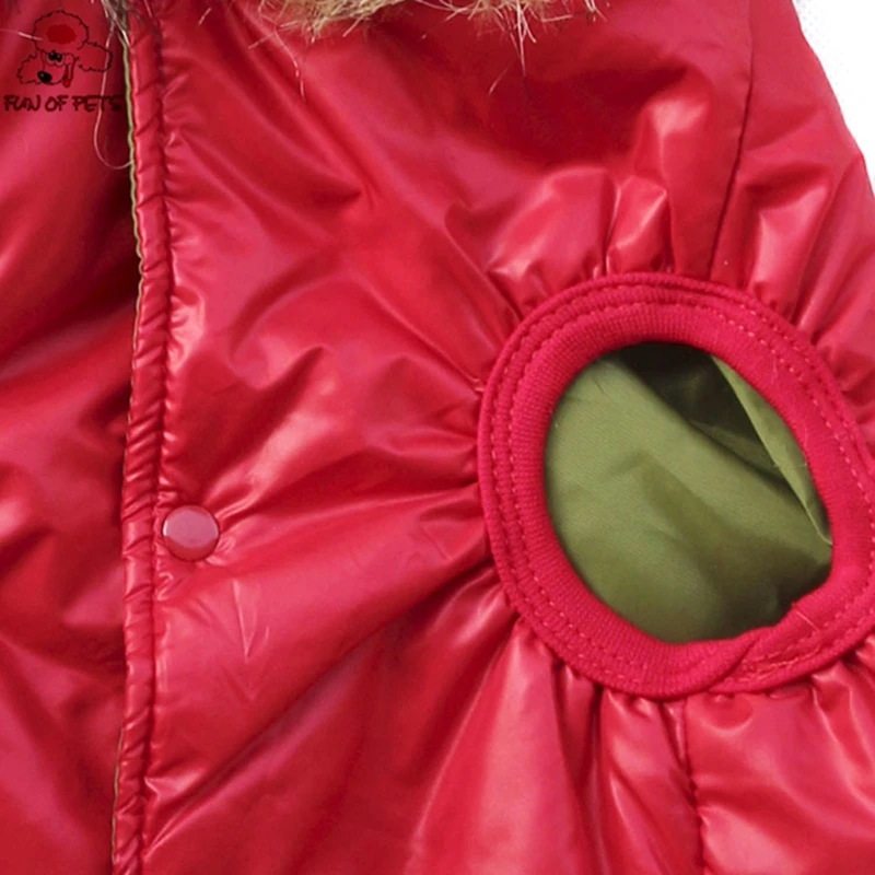 2017 новая мода зима красного цвета одежда для собак большое пальто с капюшоном
