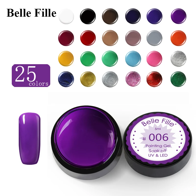 BELLE FILLE 5 мл Краска гель УФ/светодиодный для ногтей отверждения лампы замочить от