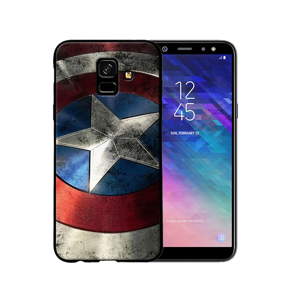 For Samsung Galaxy A6 cover Batman Superman Spiderman black soft silicone A6Plus Mobile Phone Cases |