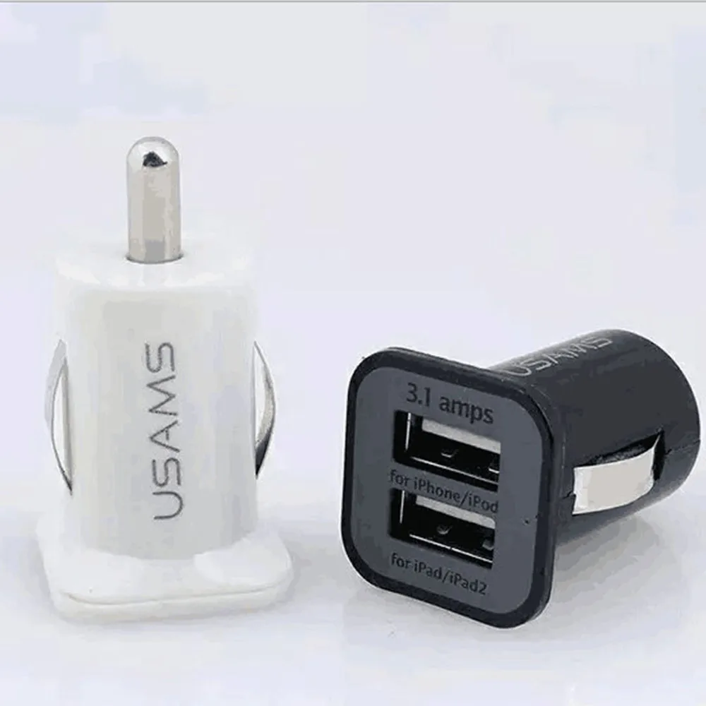 Двойной USB Автомобильное зарядное устройство адаптер 3.1A Мини мобильный телефон