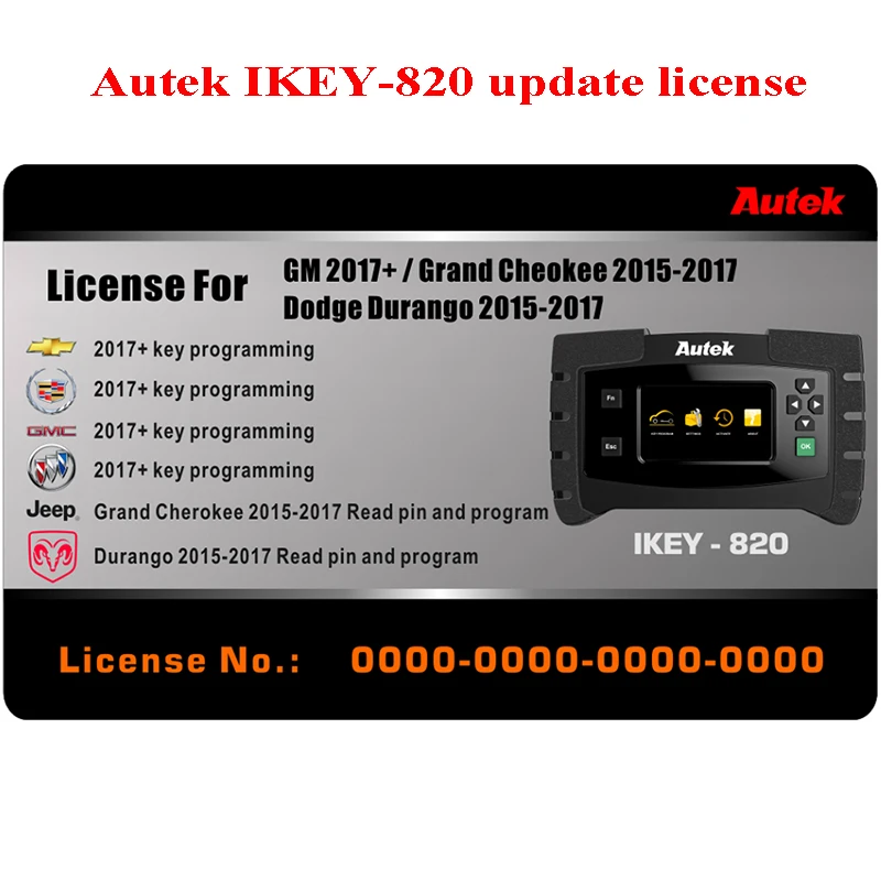 GM Authorization Autek IKEY820 Автомобильный ключ программист Авто OBD2 инструмент для GM/Grand Cheokee/Dodge Durango программное обеспечение активировано - Цвет: GM Authorization