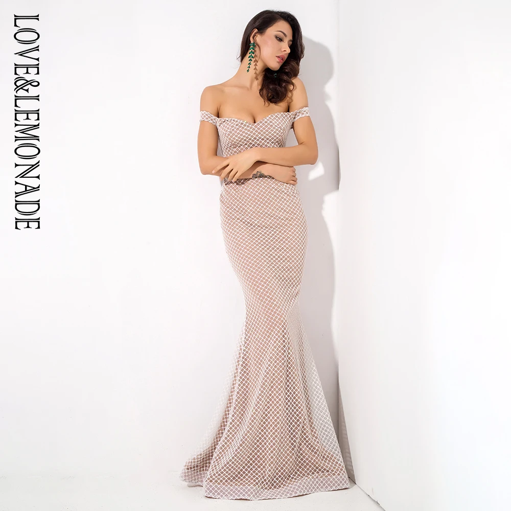 Женское длинное платье Love & Lemonade из бусин с открытой спиной LM81343 2WHITE|Женские