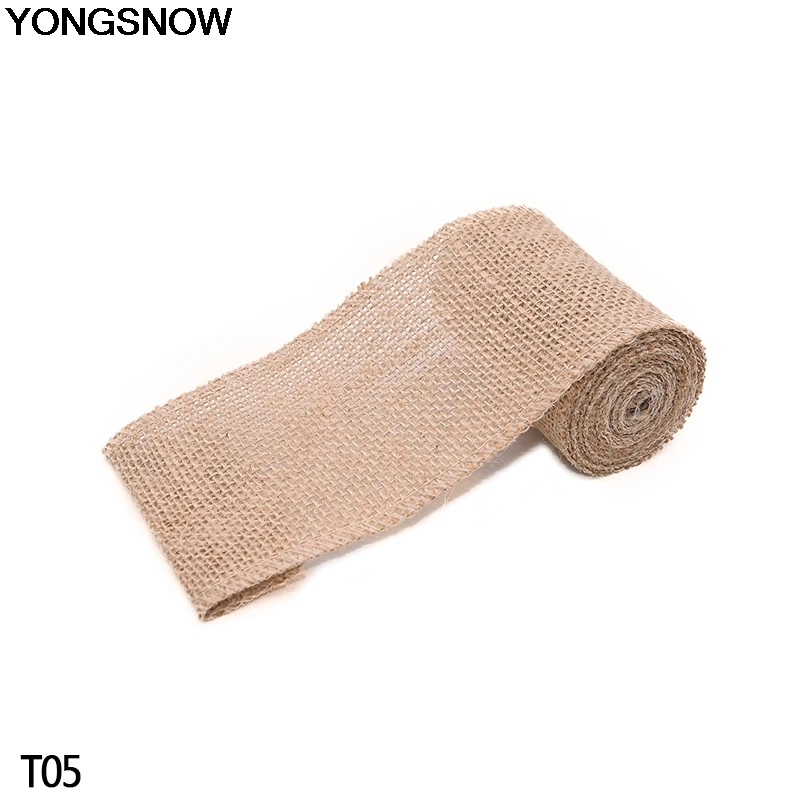 T05 8CM 2/5 ярдов 3-30 см Натуральный Джут Мешковина Hessian рулоны деревенский винтаж ленты Свадебная вечеринка Декор DIY Ремесло Подарочная упаковка Рождественский орнамент - Цвет: T05 8CM