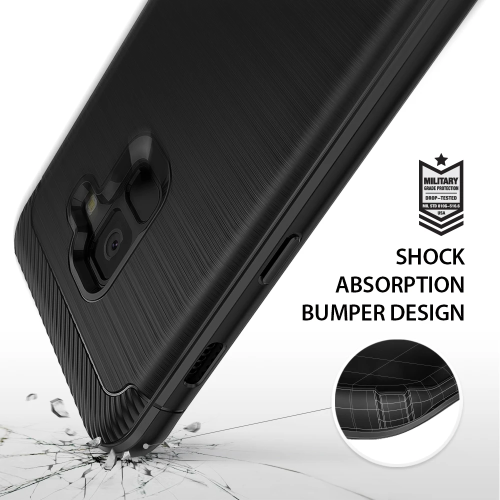 Ringke Onyx Case for Samsung Galaxy A8 2018 Brushed Metal Design Flexible Slim Durable Anti-Slip TPU Impact Cases |