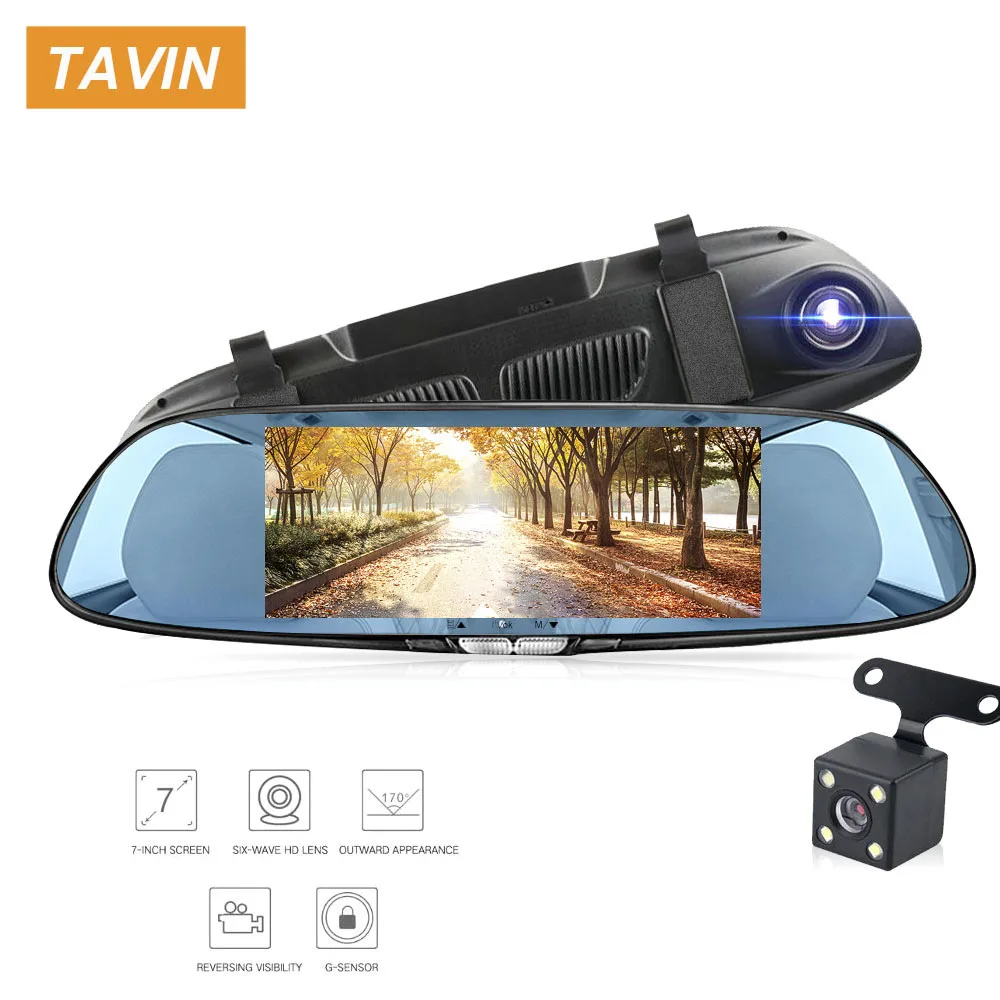 Тавин 7 0 дюймов Автомобильный видеорегистратор сенсорный FHD 1080P видео рекордер
