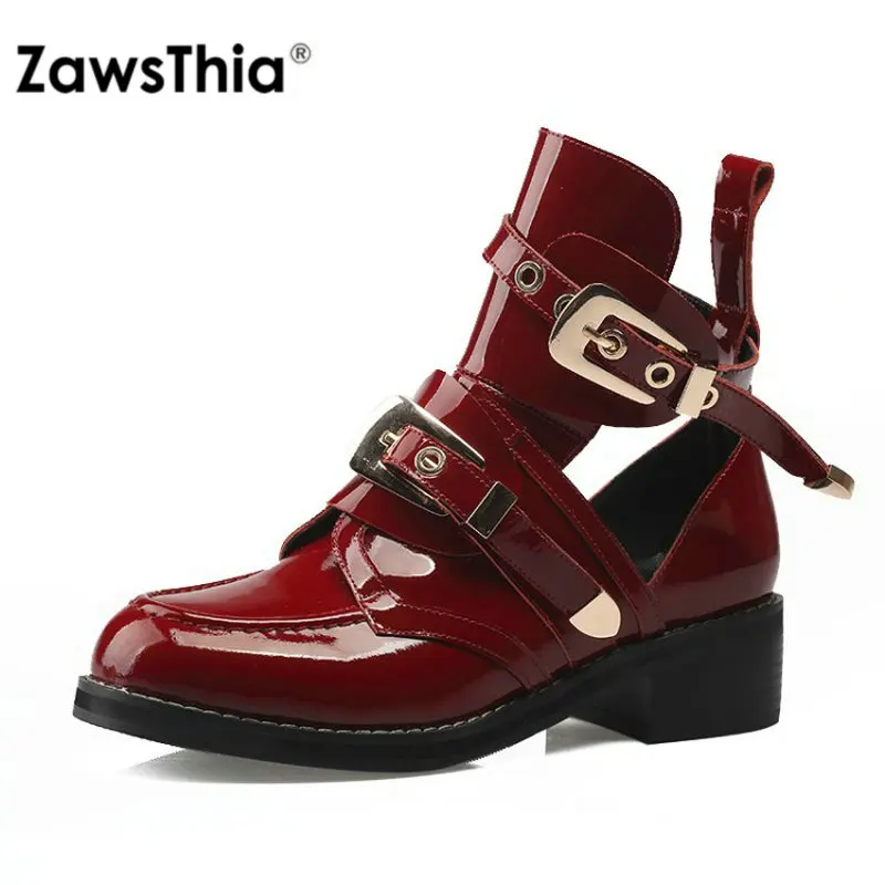 ZawsThia/Роскошные брендовые Модные женские ботильоны из натуральной кожи с
