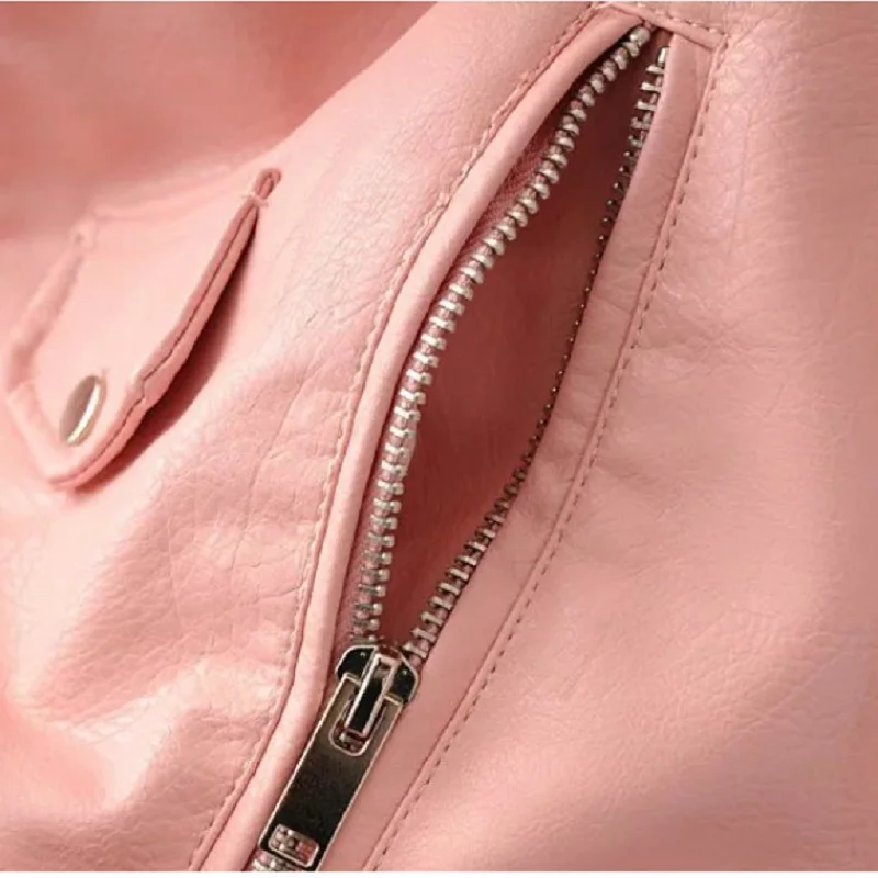 

Streetwear 2020 New Spring Coats Bright Colors Good Quality Ladies Basic Street Women Short PU Leather Autumn Jacket JK147