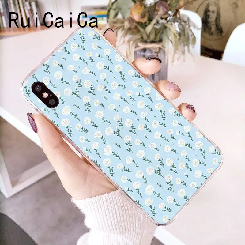 RuiCaiCa свежий зеленый маленький цветочный DIY окрашенный чехол для телефона iPhone 6S