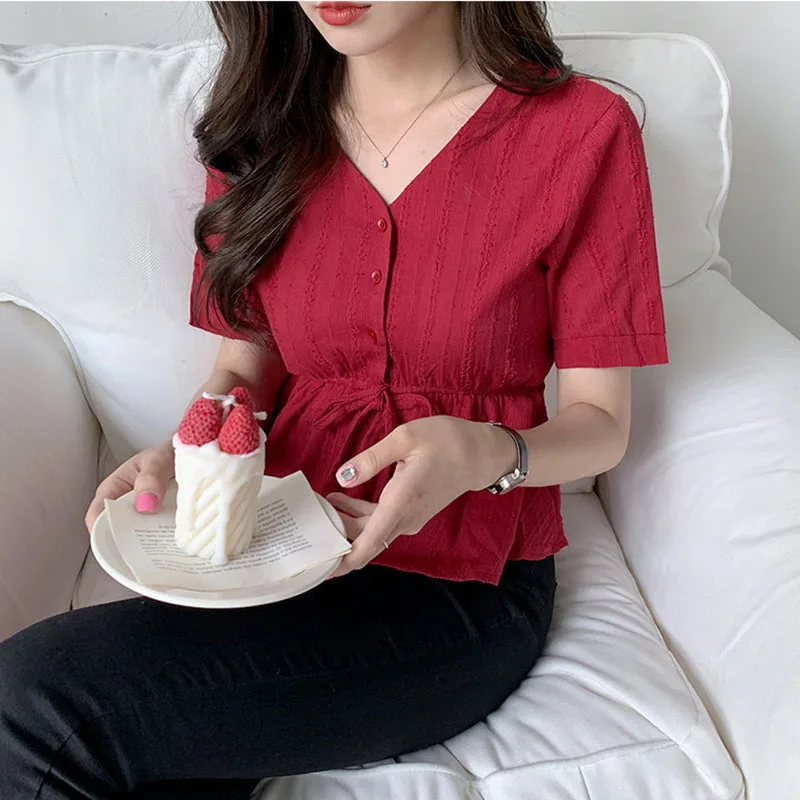 BOBOKATEER Красная белая блузка женская рубашка blusas mujer de moda 2020 женские топы летние и