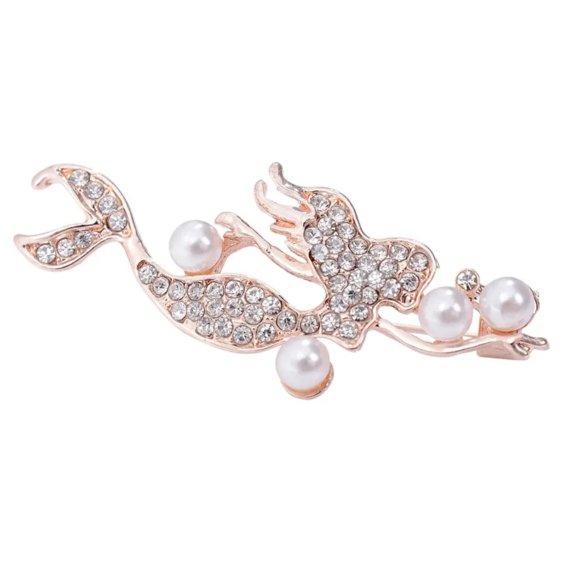 

Pinksee High Quality Simulated Pearls Mermaid Brooch Pins for Women Full Crystal Scarf Brooches Elegant Jewelry Accessories
