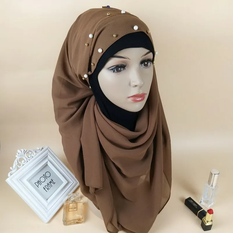 Мусульманский тюрбан простой стиль однотонный хиджаб шелковые Популярные шали с