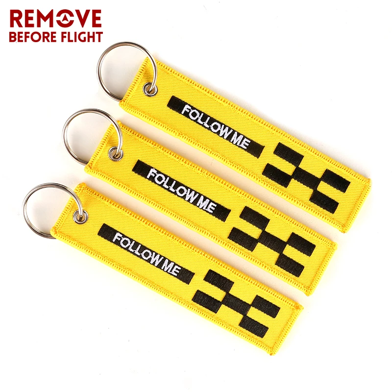 

Remove Before Flight Key Chain FOLLOW ME OEM Keychain Jewelry Embroidery Safety Tag Aviation Gifts llavero Fashion Sleutelhanger