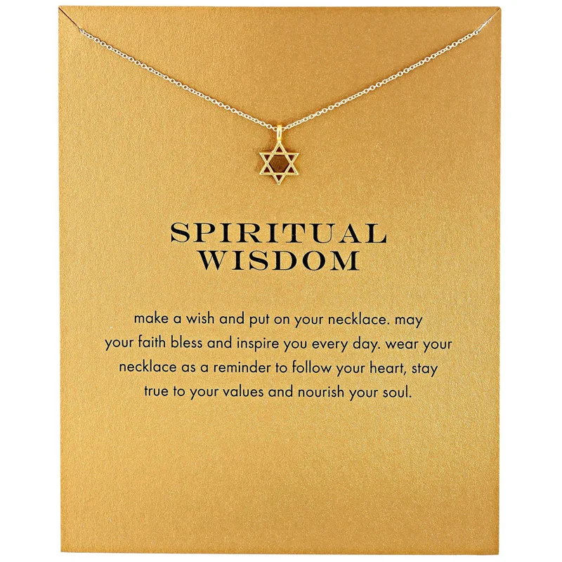 

Trendy Star of David Pendant Necklace For Women Minimalist Gold Color Chain Choker Necklaces Spiritual Wisdom Gift Card