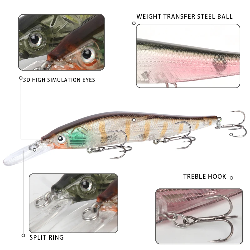 Walk Fish приманка в виде гольяна с объемными глазами 135 мм 16 г рыболовная крючком