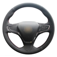 diy sewing on pu leather black suede steering wheel cover exact fit for chevrolet cruze 2015 volt 2016 2017