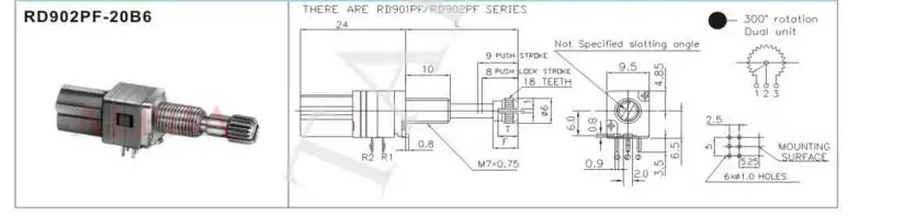 Прецизионный потенциометр ALPHA RD902PF 2шт./лот Тайвань двойной B20K * 2 стопорный вал