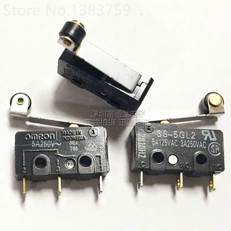 

2pcs Micro switch small stroke limit switch 3 feet SS-5GL2 with handle roller