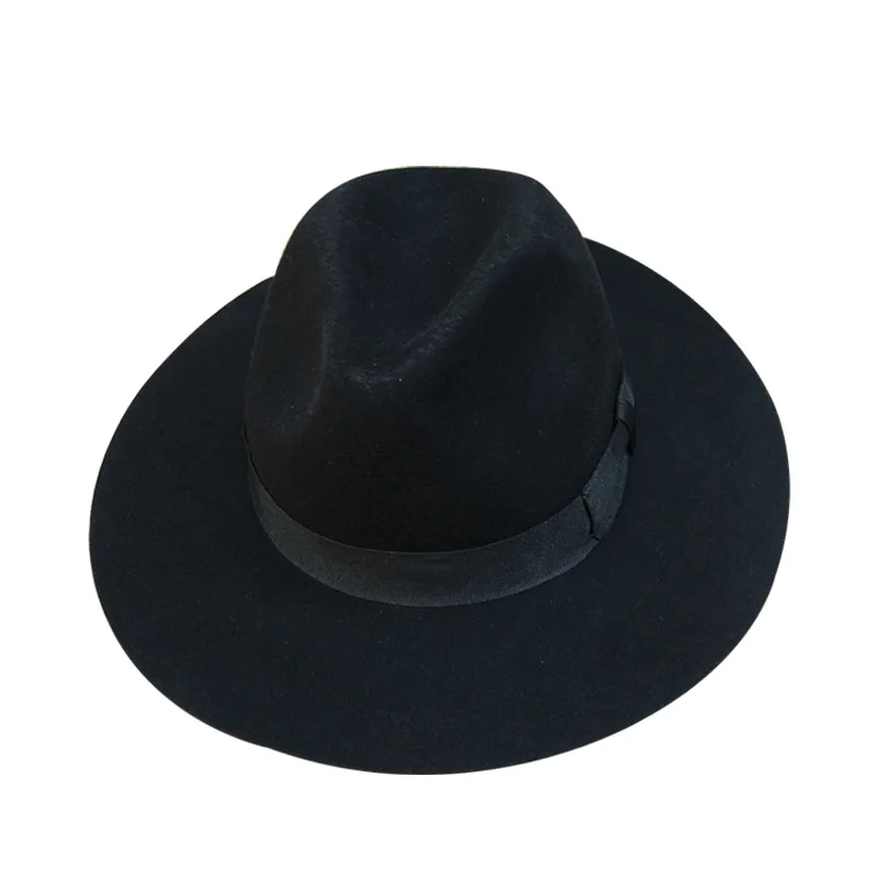 Шерстяная шляпа декоративная лента с черным бантом джазовые шапки шляпы для